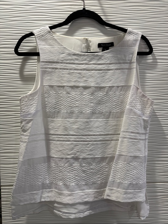 White House Black Market Tops - White House Black Market White Textured Sleeveless Top